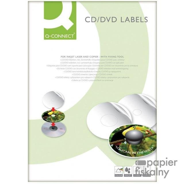 Etykiety na płyty CD/DVD Q-CONNECT, średnica 117mm, okrągłe, białe