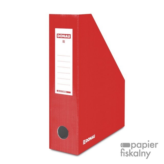 Pojemnik na dokumenty DONAU, karton, ścięty, A4/80mm, lakierowany, czerwony