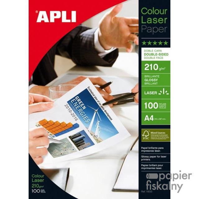 Papier fotograficzny APLI Glossy Laser Paper, A4, 210gsm, błyszczący, 100ark.