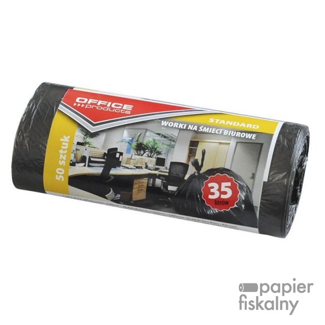 Worki na śmieci biurowe standard (HDPE) 35l 50szt. czarne OFFICE PRODUCTS 22021113-05