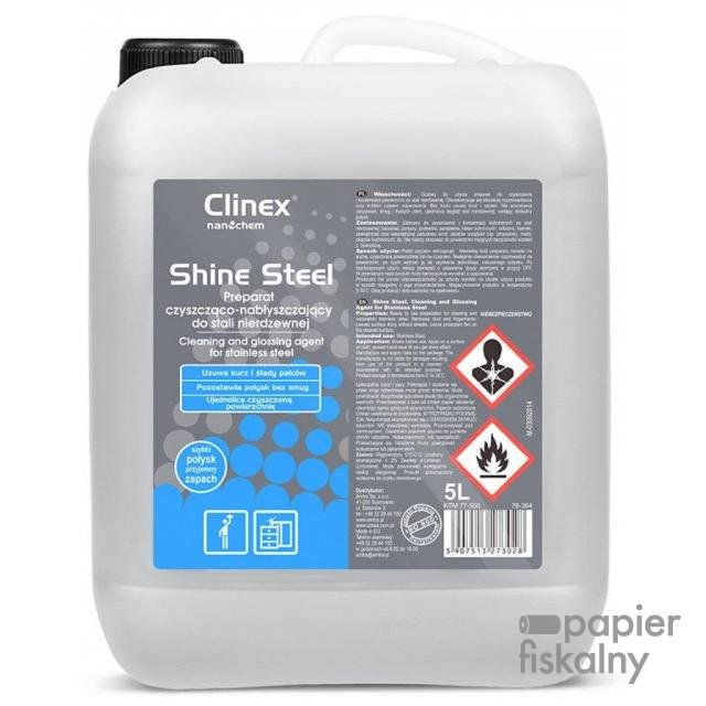 Preparat czyszcząco-nabłyszczający CLINEX Shine Steel 5L, do stali nierdzewnej