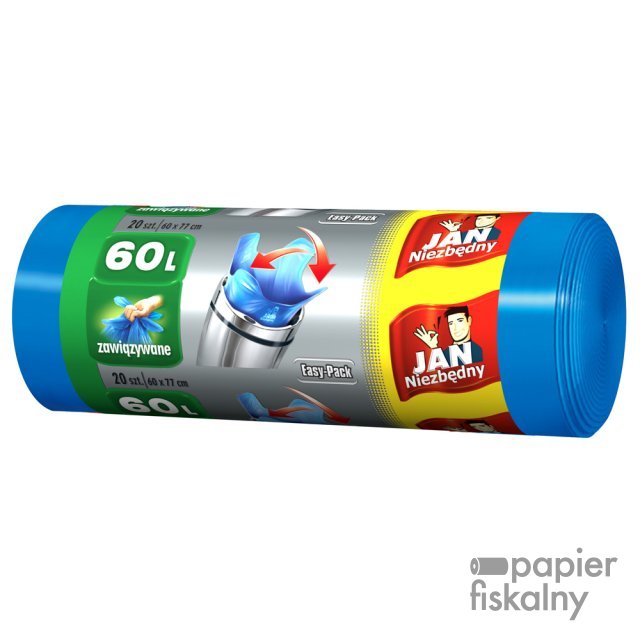 JAN NIEZBĘDNY Worki HD Easy-pack niebieskie wiązane 60l 20 szt. 32348