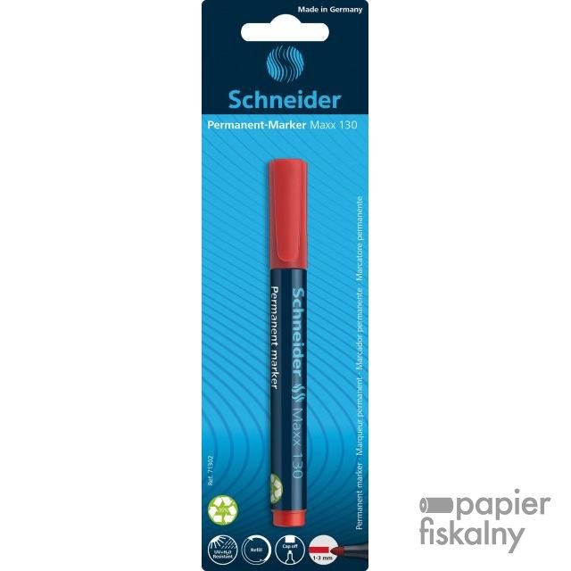 Marker permanentny SCHNEIDER Maxx 130, okrągły, 1-3mm, blister, czerwony