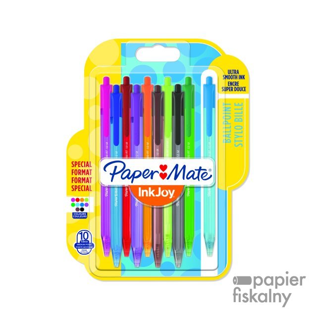Długopis ze skuwką INKJOY 100 CAP M mix 10 kolorów FUN PAPER MATE 1956751