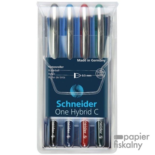 Pióro kulkowe Schneider ONE Hybrid C 0,5 mm, 4 szt., pudełko z zawieszką, mix kolorów