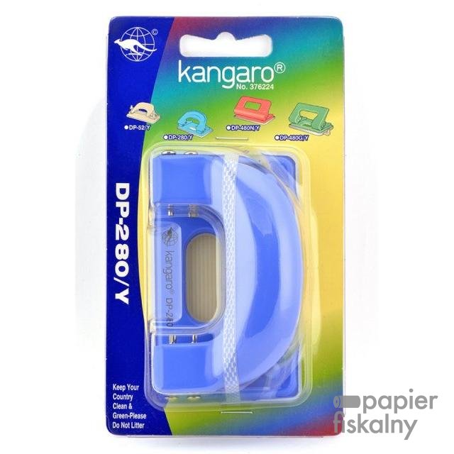 Dziurkacz KANGARO DP-280Y, dziurkuje do 11 kartek, blister, błękitny