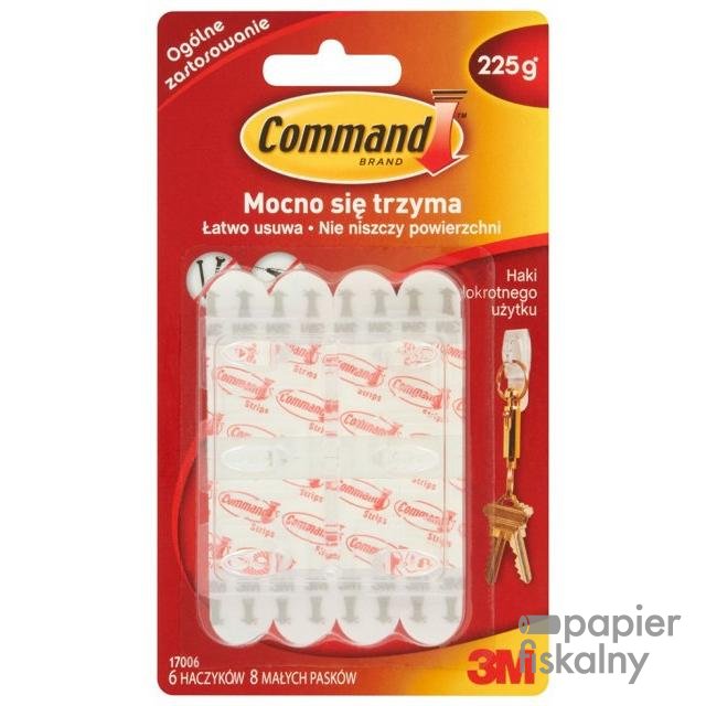 Haki wielokrotnego użytku COMMAND™ (17006 CLR), małe, 6szt., białe