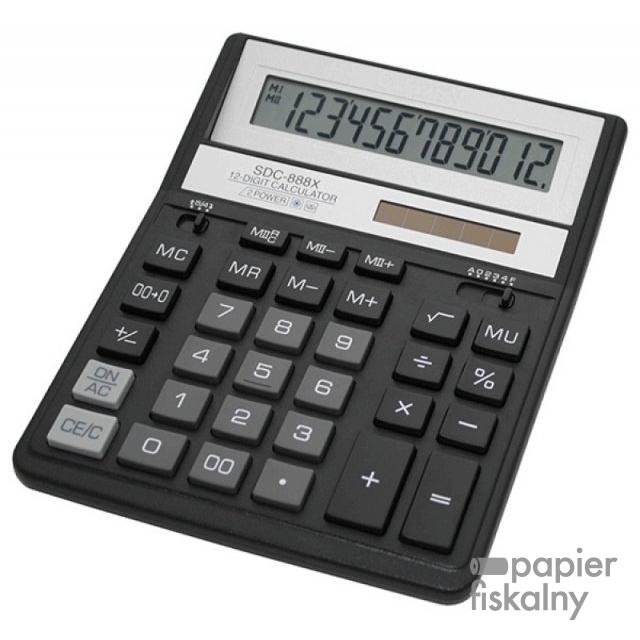 Kalkulator biurowy CITIZEN SDC-888XBK, 12-cyfrowy, 203x158mm, czarny