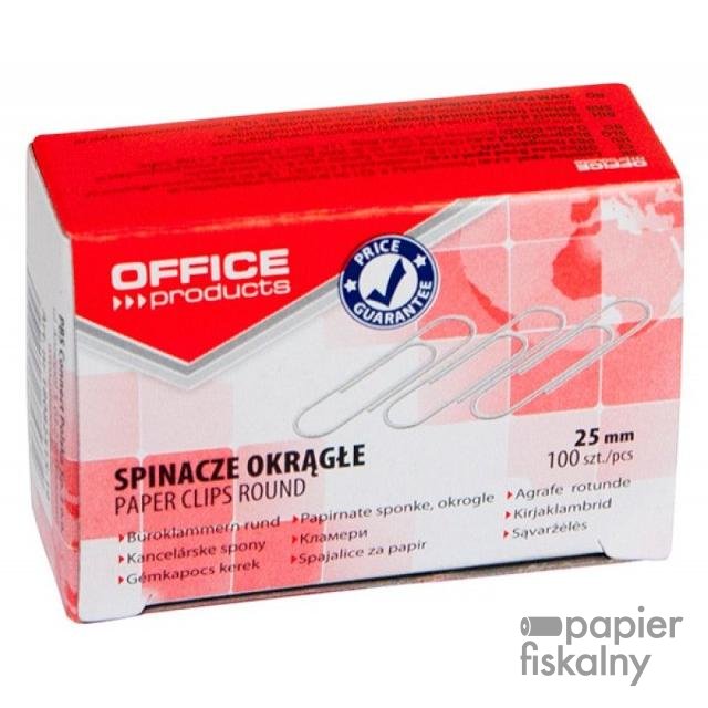 Spinacze okrągłe OFFICE PRODUCTS, 25mm, 100szt., srebrne