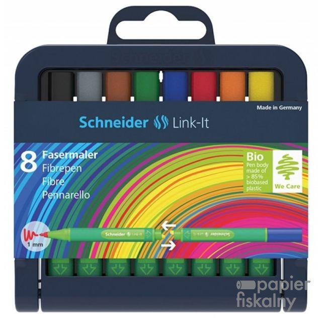 Flamaster SCHNEIDER Link-It, 1,0mm, stojak - podstawka, 8szt. mix kolorów