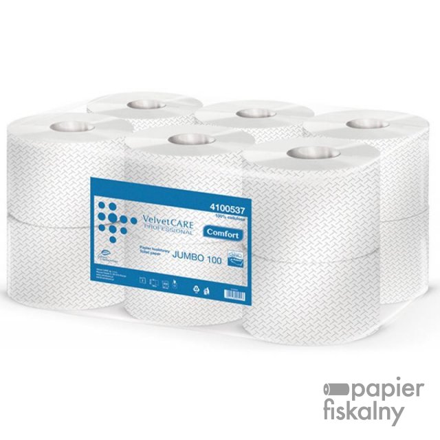 Papier toaletowy celulozowy VELVET Professional Jumbo, 2-warstwowy, 800 listków, 100m, 12szt., biały