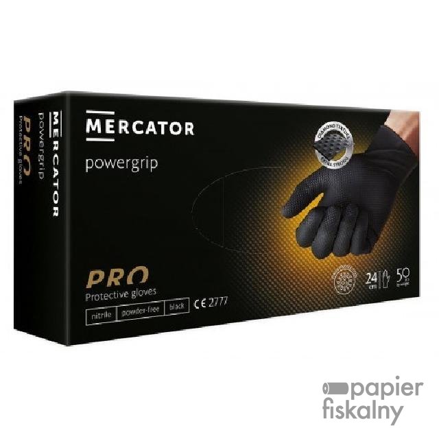 MERCATOR powergrip ( black) XL- rękawiczki nitrylowe bezpudrowe