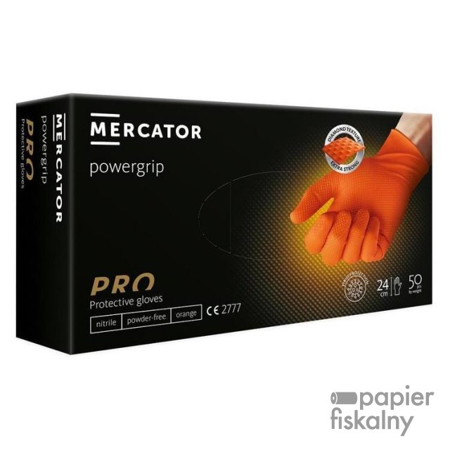 MERCATOR powergrip ( orange) L- rekawice nitrylowe bezpudrowe