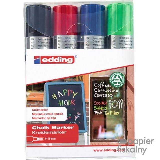 Marker kredowy e-4090 EDDING, 4-15 mm, 4 szt., mix kolorów