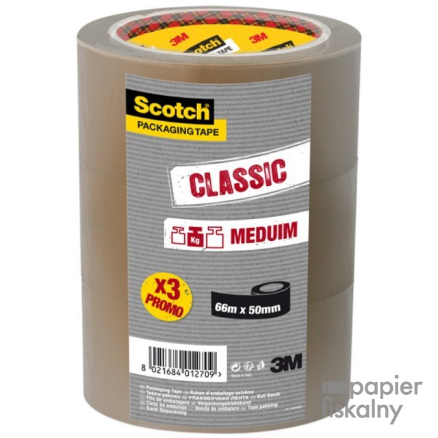 Taśma pakowa do wysyłek SCOTCH® Hot-melt (371), 50mm, 66m, brązowa, 3 szt.