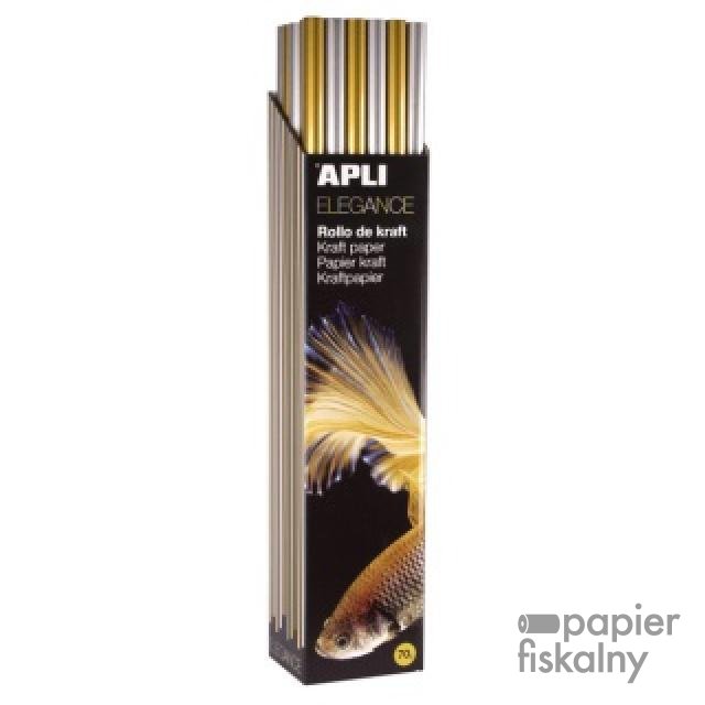 Papier prezentowy APLI Kraft, 100x300cm, 70 g/m2, 1 szt., srebrny/złoty mix