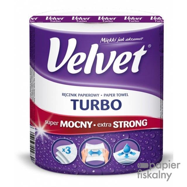 Ręcznik w roli celulozowy VELVET Turbo, 3-warstwowy, 340 listków, biały