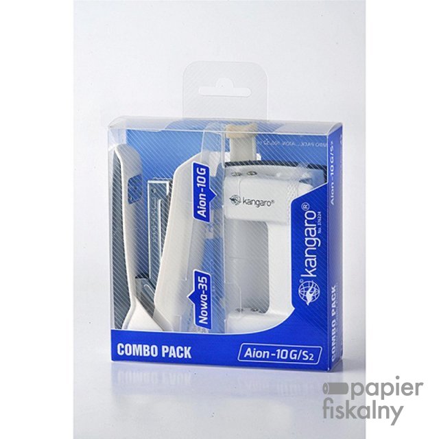 Zestaw zszywacz Nowa-35 + dziurkacz Aion-10G, pudełko z zawieszką, biały