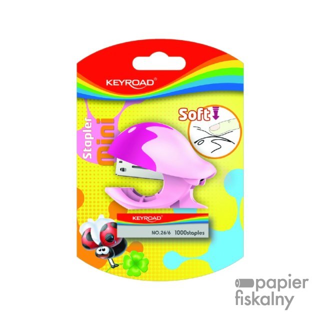 Zszywacz KEYROAD Mini + 1000 zszywek, blister, mix kolorów