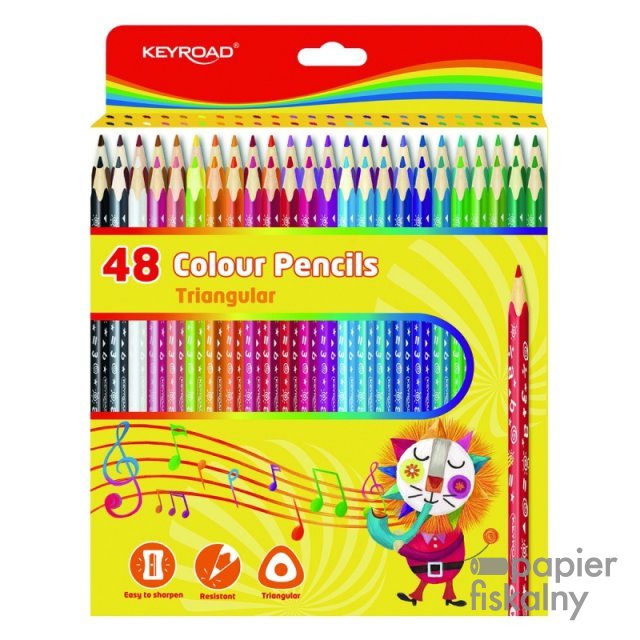 Kredki ołówkowe KEYROAD, trójkątne, 3mm, 48 szt., pudełko