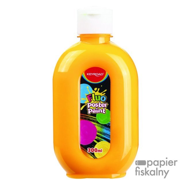Farba plakatowa KEYROAD, Fluo, 300ml, butelka, neonowa pomarańczowa