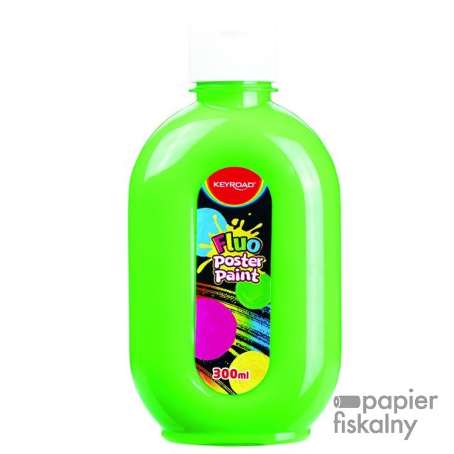Farba plakatowa KEYROAD, Fluo, 300ml, butelka, neonowa zielona