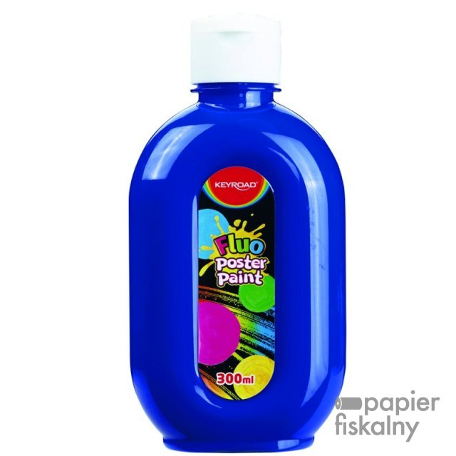 Farba plakatowa KEYROAD, Fluo, 300ml, butelka, neonowa niebieska