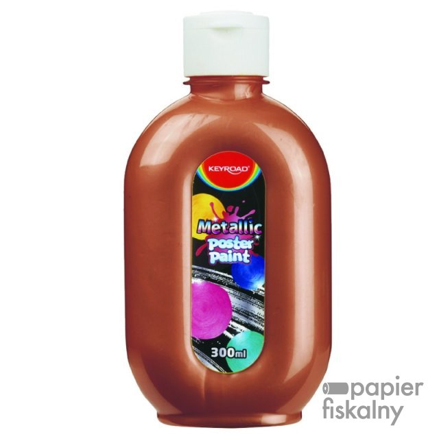 Farba plakatowa KEYROAD, metaliczna, 300ml, butelka, żółta