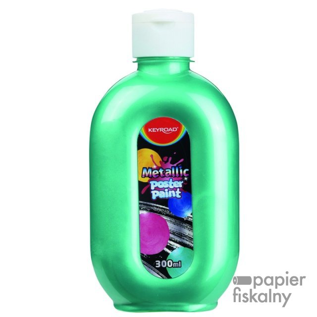 Farba plakatowa KEYROAD, metaliczna, 300ml, butelka, zielona