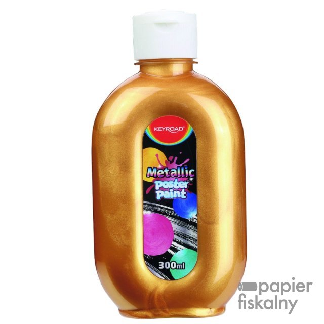 Farba plakatowa KEYROAD, metaliczna, 300 ml, butelka, złota