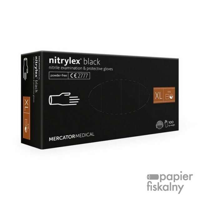 Rękawice nitrylowe czarne XL MERCATOR MEDICAL (100) bezpudrowe 8%VAT