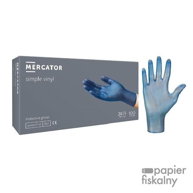 Mercator rękawice winylowe simple vinyl L blue bezpudrowe 100szt