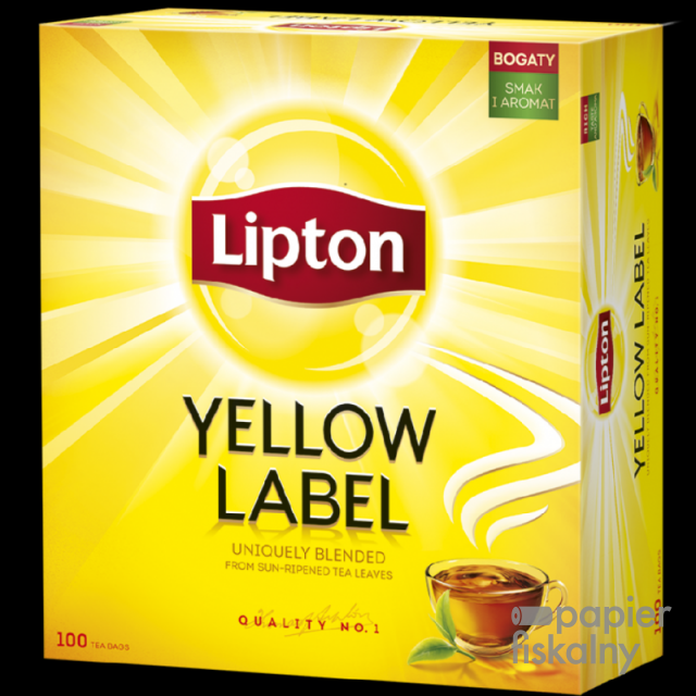 Herbata LIPTON Yellow Label, 100 torebek, z zawieszką