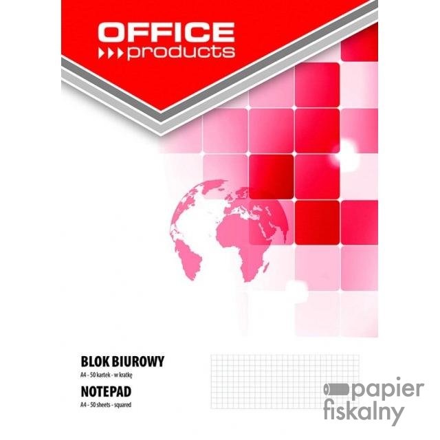Blok biurowy OFFICE PRODUCTS, A4, w kratkę, 50 kart., 70gsm