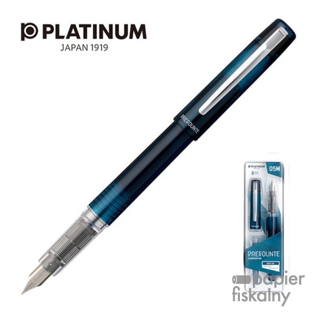 Pióro wieczne Platinum Prefounte Night Sea, M, w plastikowym opakowaniu, na blistrze, niebieskie