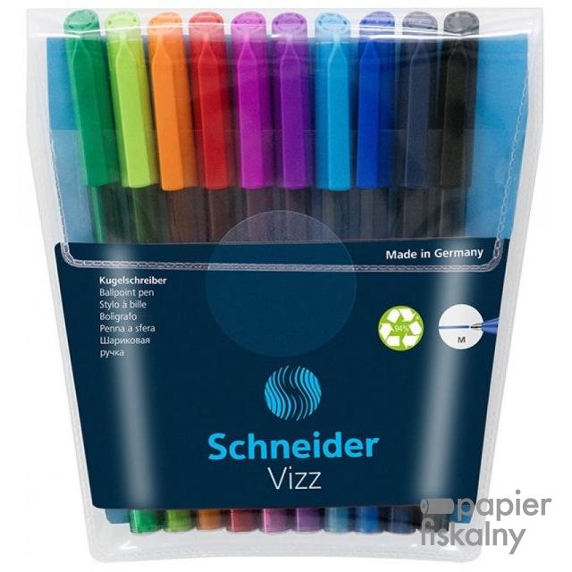 Długopis SCHNEIDER VIZZ, M, 10szt., pudełko z zawieszką, mix kolorów