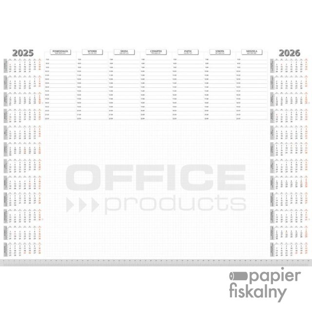 Podkładka na biurko OFFICE PRODUCTS, planer 2025/2026, biuwar 594x420mm A2 ,52k., biała