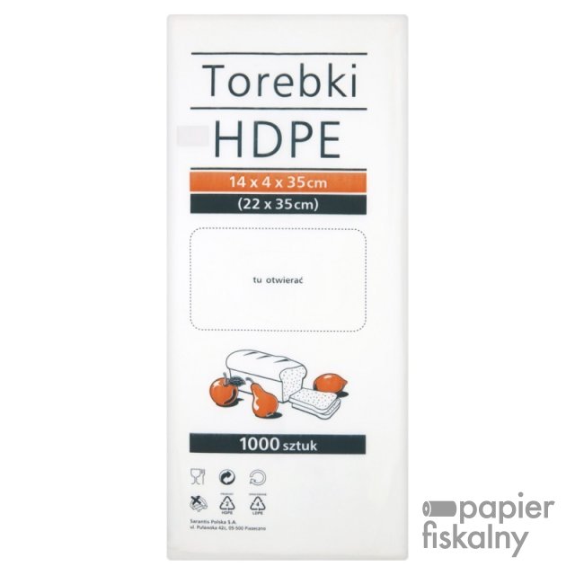 Torebki spożywcze SARANTIS, HDPE, 14x4x35cm, 1000 szt., transparentne