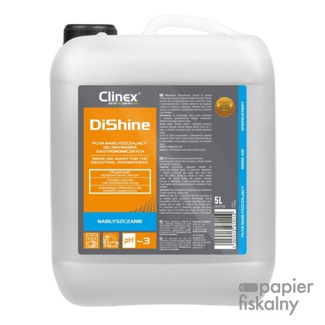 Płyn nabłyszczający CLINEX Dishine, do zmywarek gastronomicznych, 5l