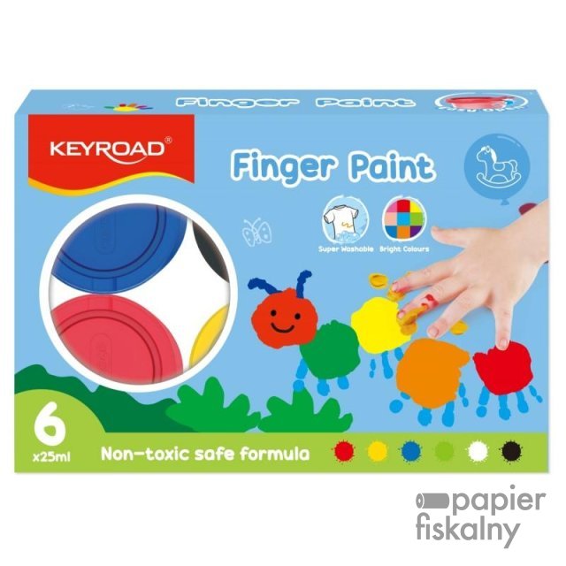 Farby do malowania palcami KEYROAD, 6x25 ml, w pudełku, mix kolorów