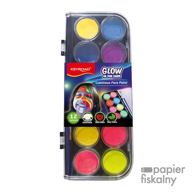 Farby do malowania twarzy KEYROAD Luminious, fluorescencyjne, 12 szt., mix kolorów