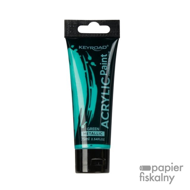 Farba akrylowa KEYROAD, metaliczna, 75ml, tubka, zielona