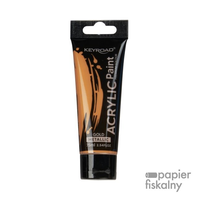 Farba akrylowa KEYROAD, metaliczna, 75ml, tubka, złota