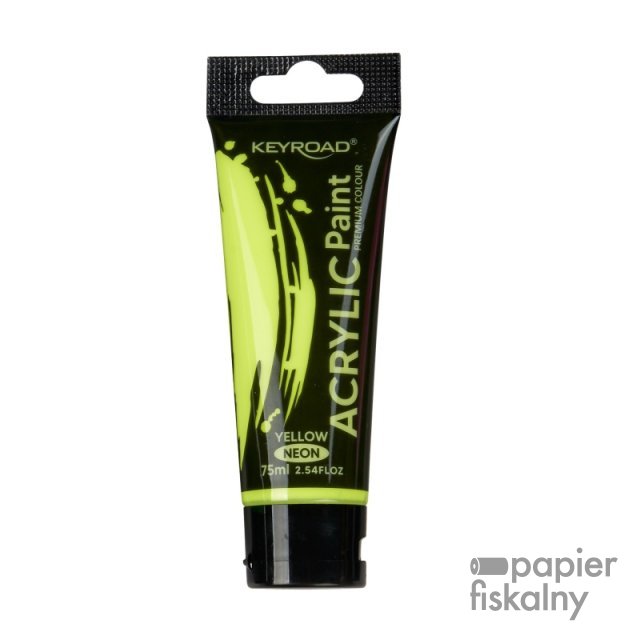 Farba akrylowa KEYROAD, neonowa, 75ml, tubka, żółta