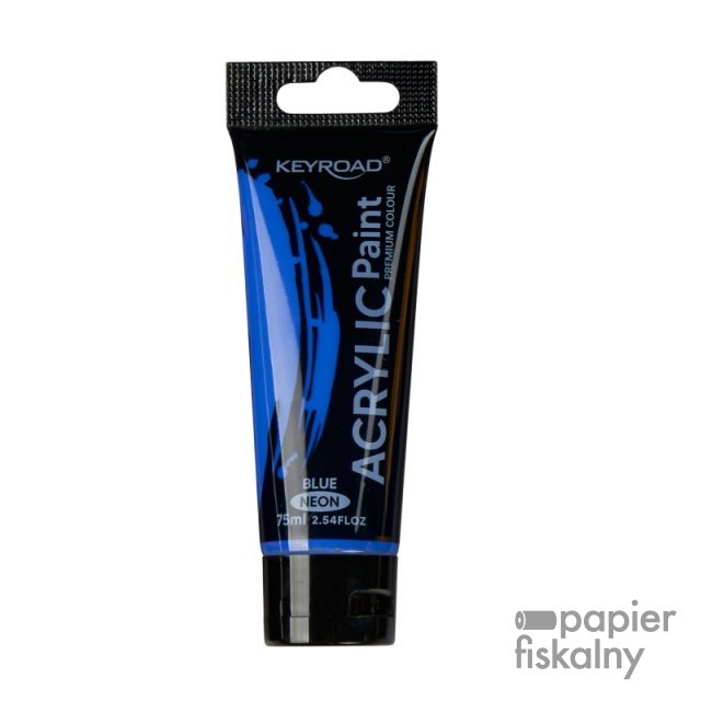 Farba akrylowa KEYROAD, neonowa, 75ml, tubka, niebieska