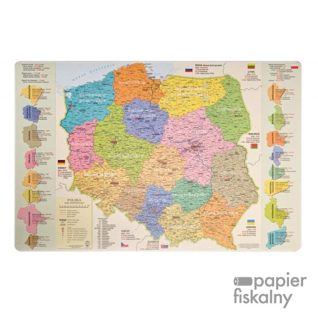 Podkładka na biurko GŁOWALA, mapa administracyjna Polski, 58x38cm