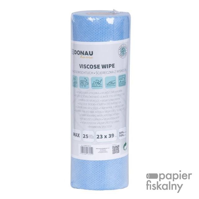 Ścierka DONAU HOME, z wiskozą 70%, rolka, max, 23x39cm, 25 listków, niebieska