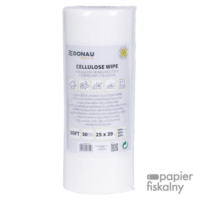 Ścierka DONAU HOME, z celulozą 50%, rolka, soft, 25x39cm, 50 listków, biała