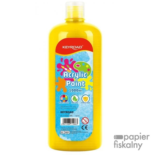 Farba akrylowa KEYROAD, 1000ml, butelka, żółta