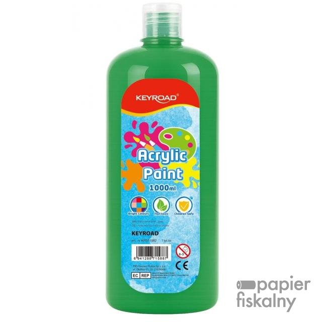 Farba akrylowa KEYROAD, 1000ml, butelka, zielona